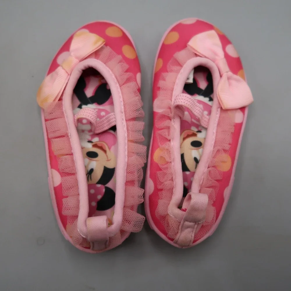Disney Minnie Mouse Girls Water Shoes & Gold Glitter Jelly Shoes Girls Size 6T